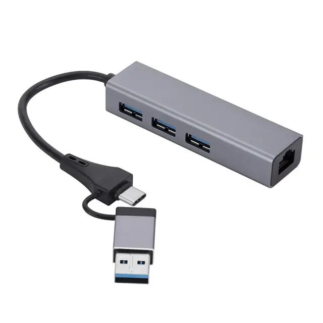 4-in-1 USB 3.0 Ethernet Hub with USB-C /USB-A Adapter