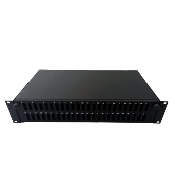 PATCH PANEL SLIDING BLACK 2U 48 PORT SC DX RACK TY